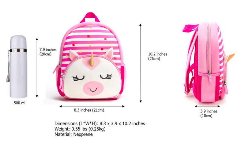 KK CRAFTS Preschool Backpack Toddler Neoprene Animal Schoolbag Lunch backpack for Kids Boys Girls(Unicorn) - Image 3